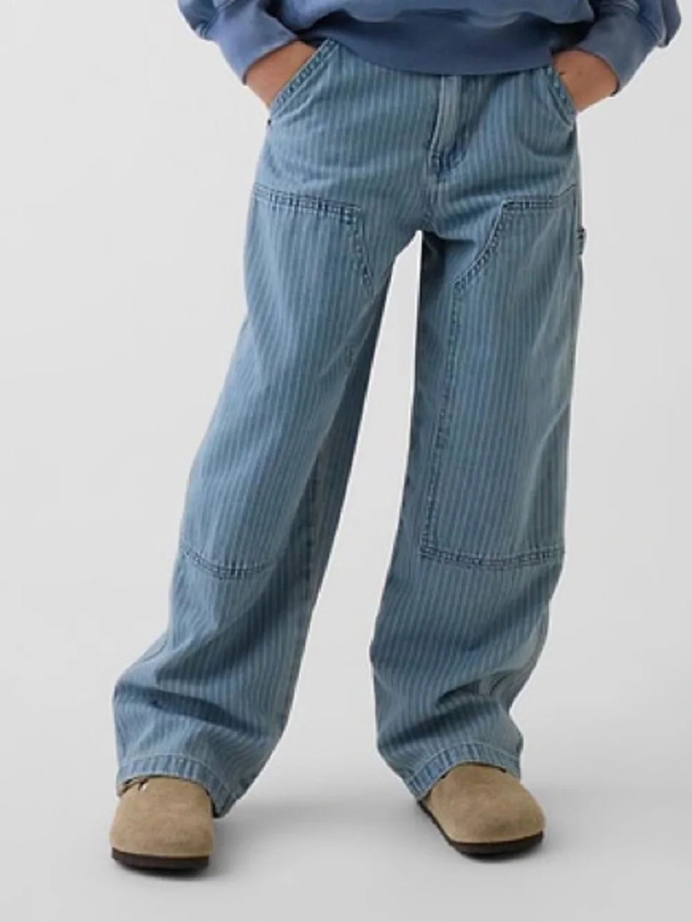 Like new Kids GAP Relaxed Light Blue Pinstripe Jeans
